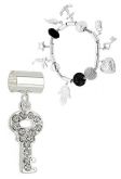 Berloque folheado a prata em forma de chave c/ pedrinhas de strass (Pandora inspired)