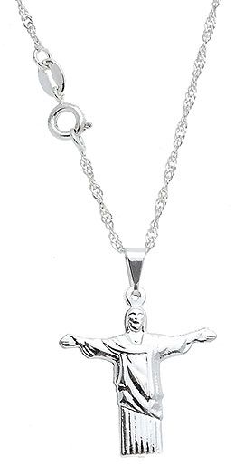 Gargantilha folheada a prata com pingente do Cristo Redentor